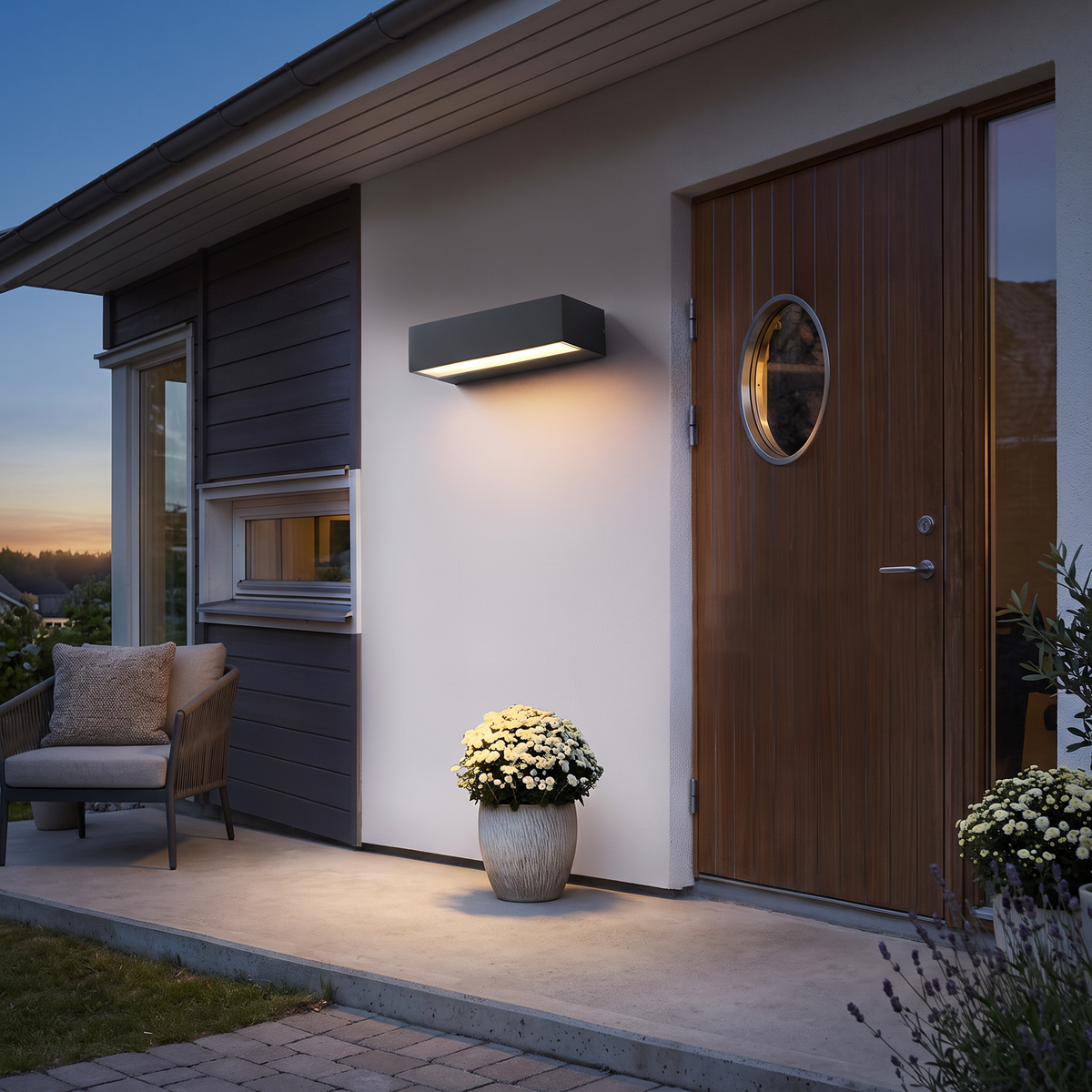 Lavisa - Modern LED Porch Light with Glass Wash Panel