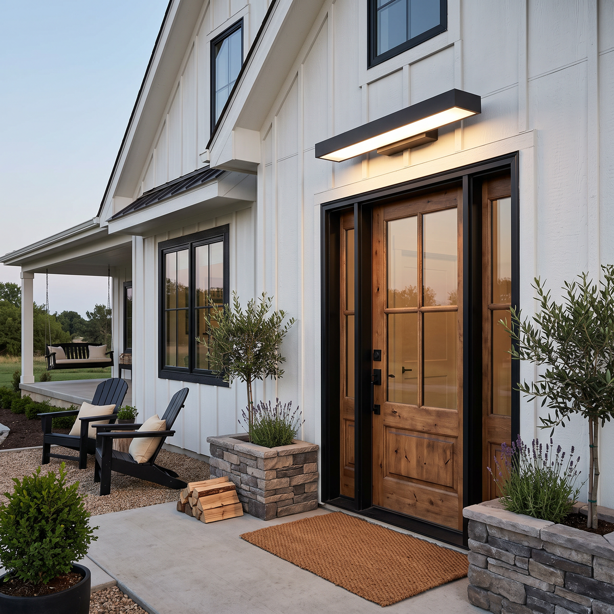 Lavisa - Black Linear LED Outdoor Entryway Wall Light