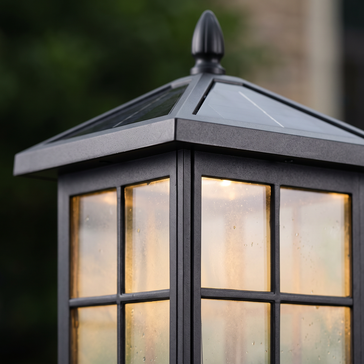 Lavisa - Dual Power Solar and Wired LED Pillar Light with Glass Shade