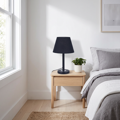 Lavisa - Dark Blue Fabric Shade Table Lamp for Bedroom and Living Room