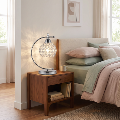 Lavisa - Crystal Table Lamp with Arched Arm and Inline Cord Switch