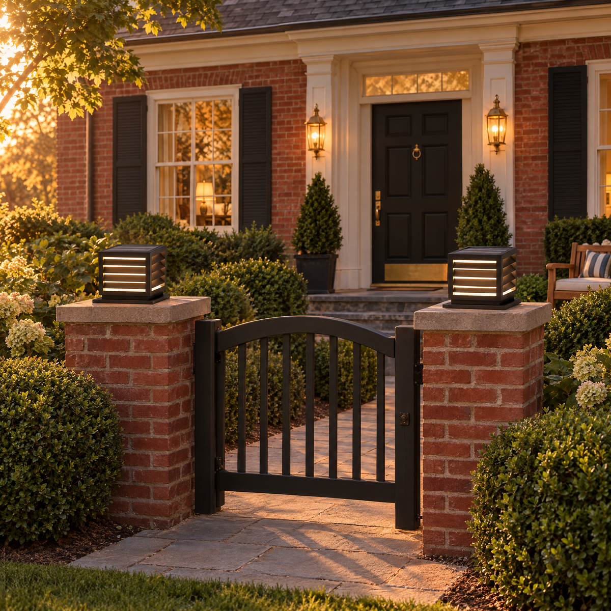 Lavisa - Waterproof Outdoor Pillar Light with Solar and Hardwired Power
