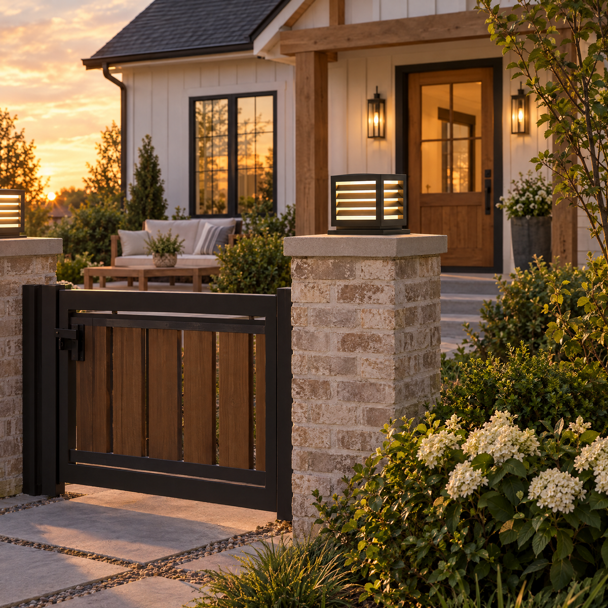 Lavisa - Waterproof Outdoor Pillar Light with Solar and Hardwired Power