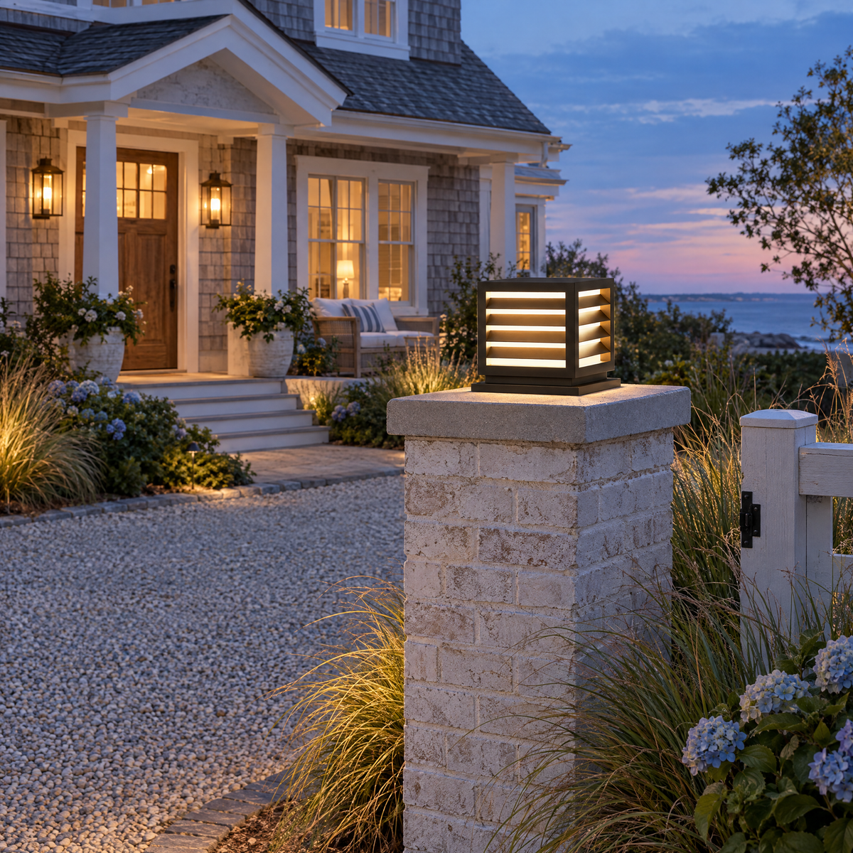 Lavisa - Waterproof Outdoor Pillar Light with Solar and Hardwired Power