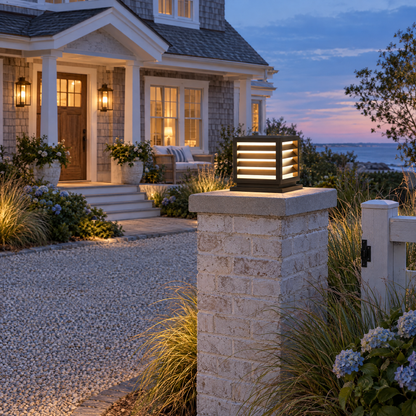 Lavisa - Waterproof Outdoor Pillar Light with Solar and Hardwired Power