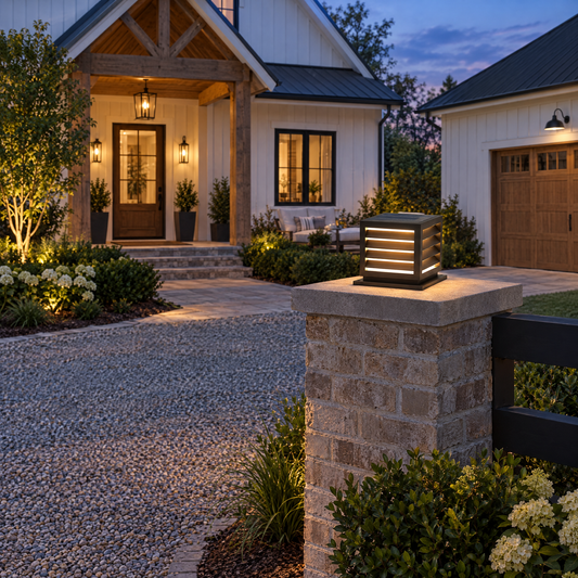 Lavisa - Waterproof Outdoor Pillar Light with Solar and Hardwired Power