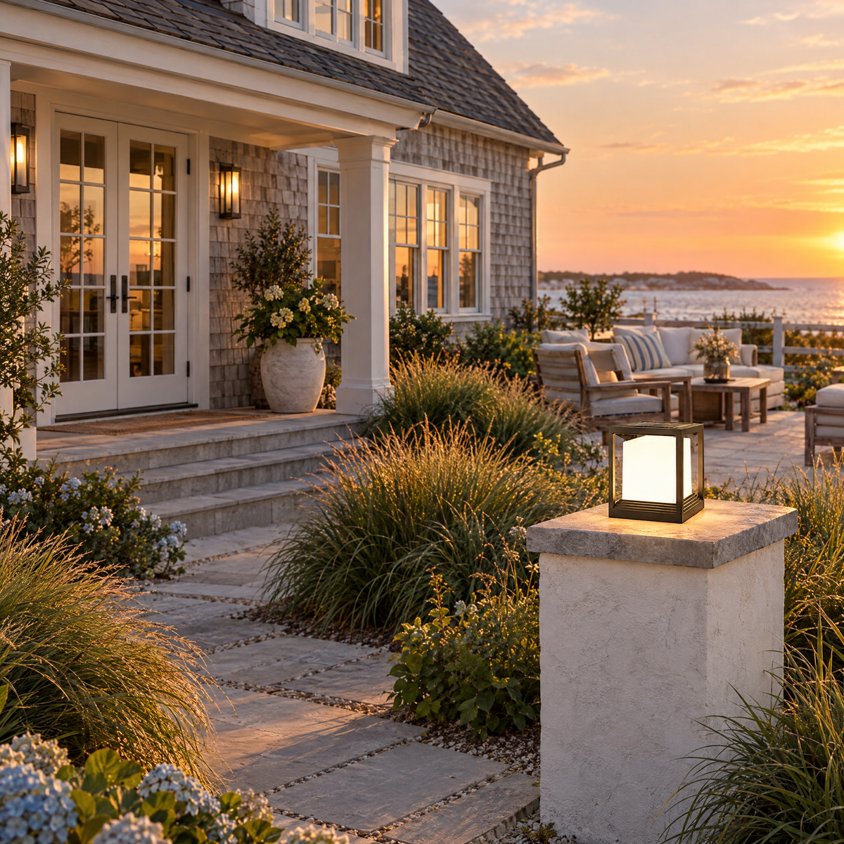 Lavisa - Solar Garden Pedestal Light with 3-Color LED