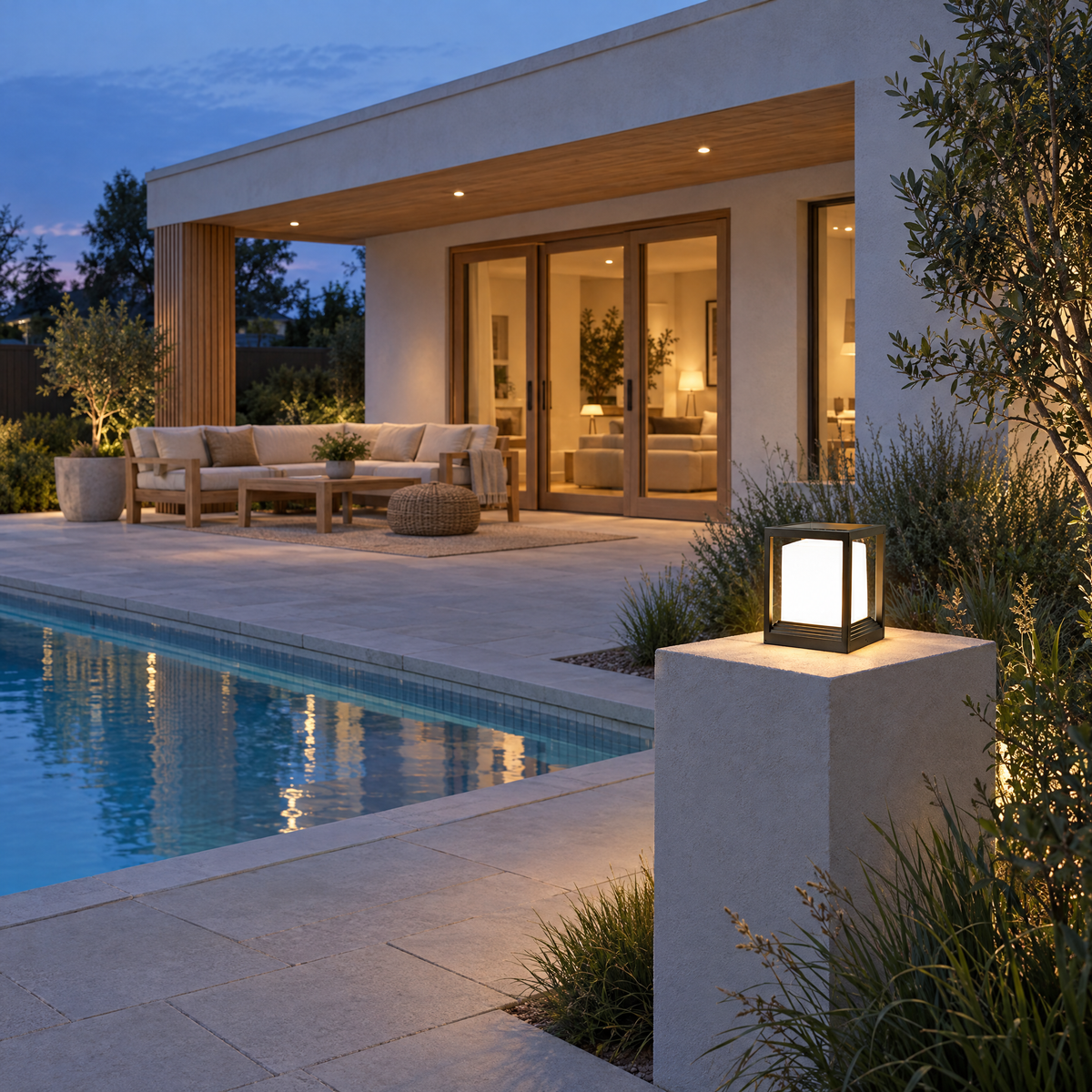 Lavisa - Solar Garden Pedestal Light with 3-Color LED