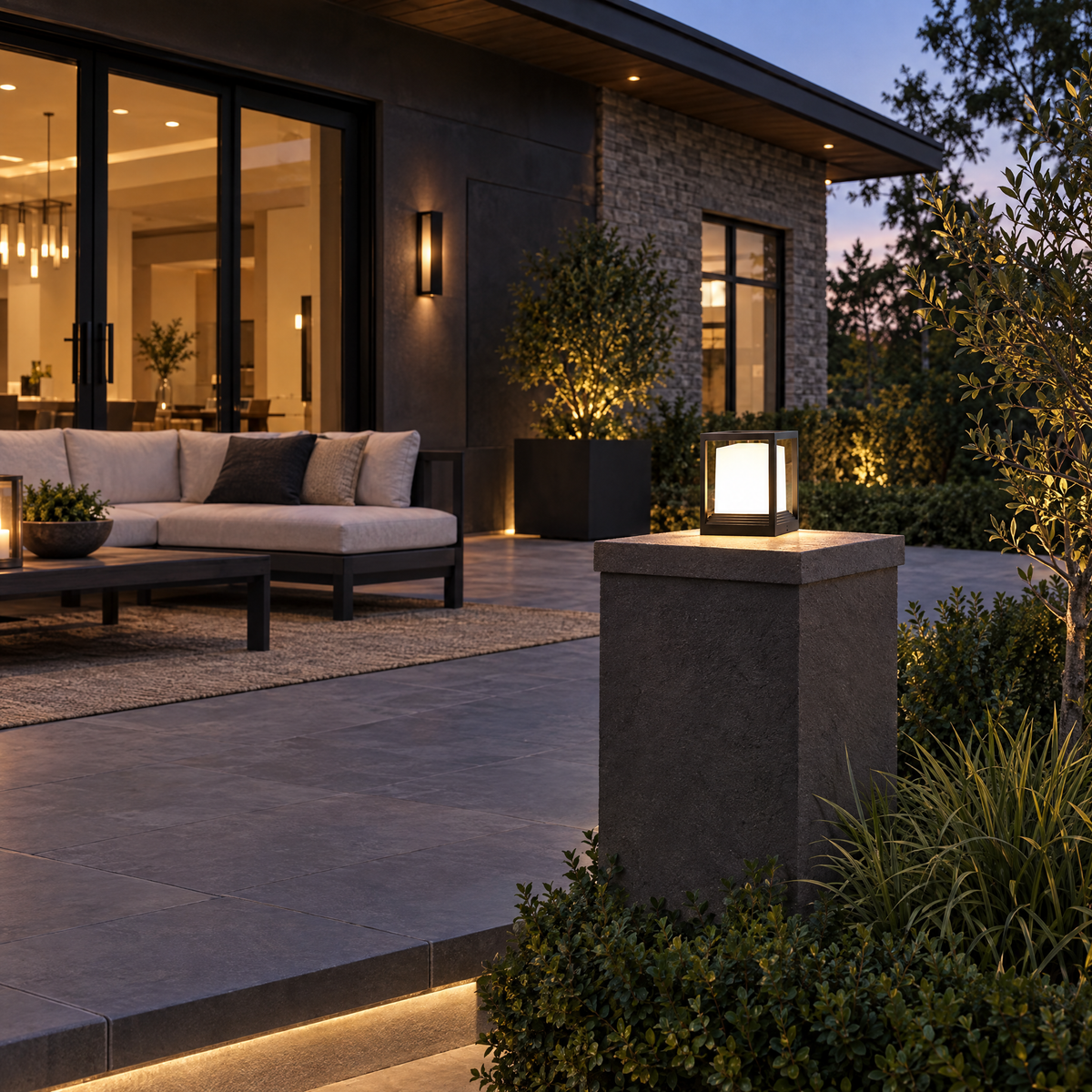 Lavisa - Solar Garden Pedestal Light with 3-Color LED