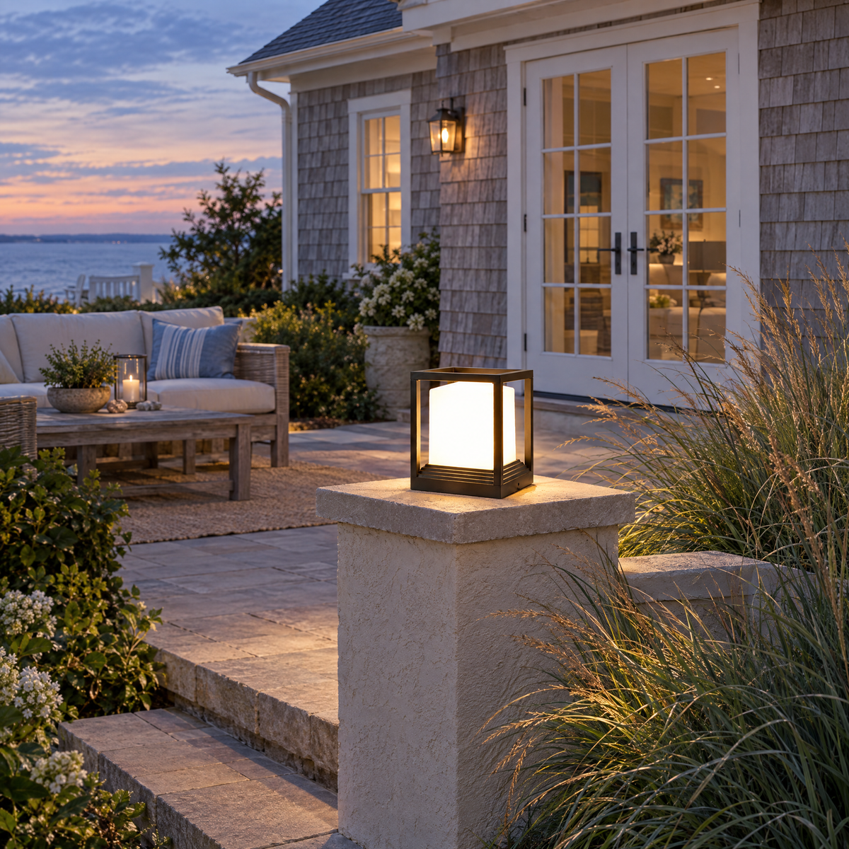 Lavisa - Solar Garden Pedestal Light with 3-Color LED