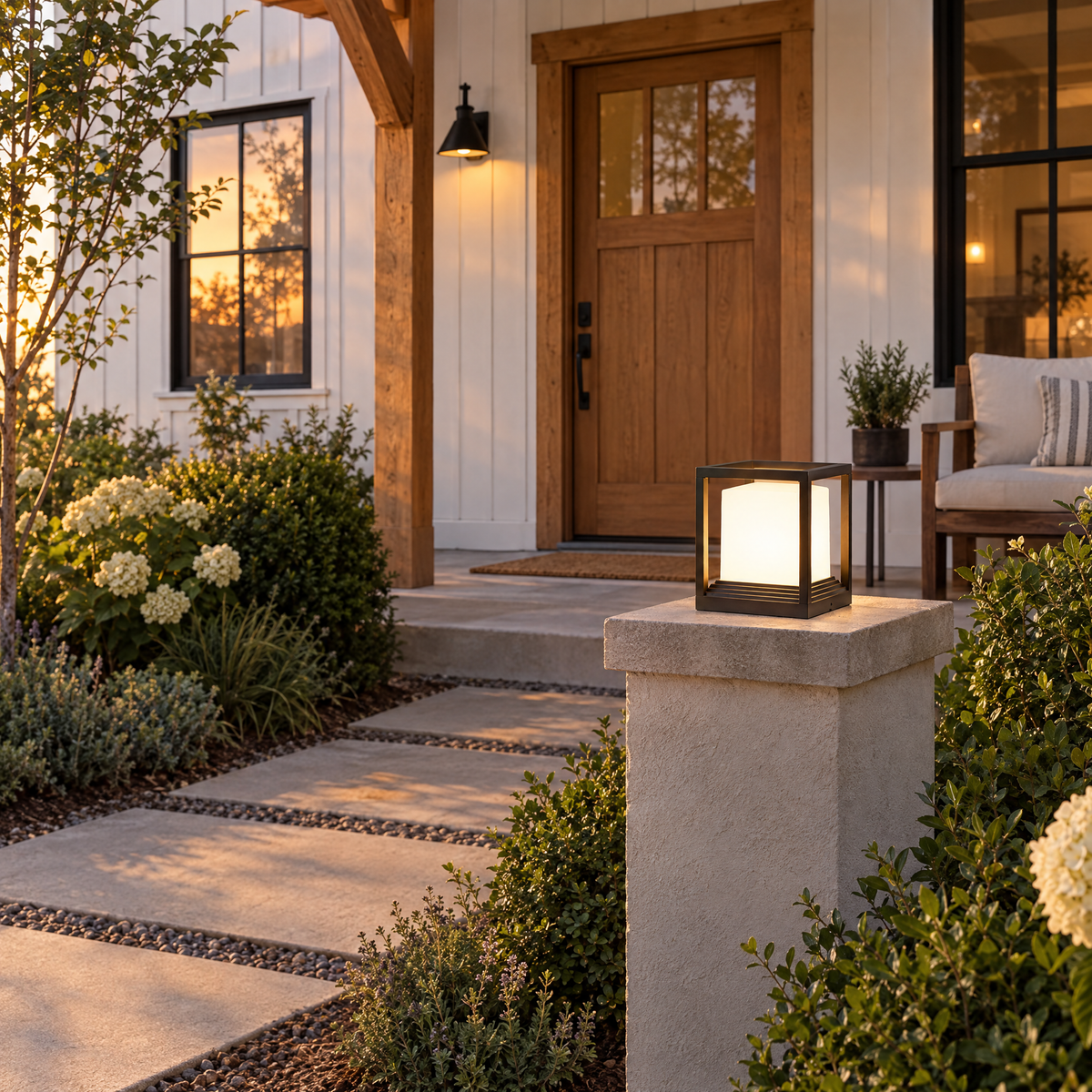 Lavisa - Solar Garden Pedestal Light with 3-Color LED