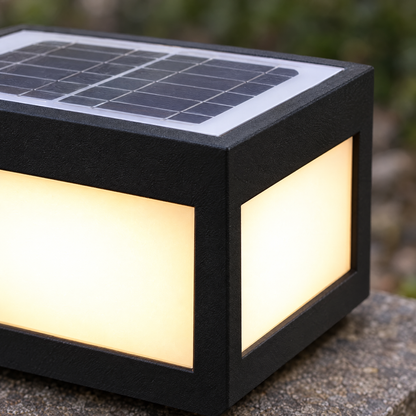 Lavisa - Black Square Pillar Light Solar Or Hardwired LED
