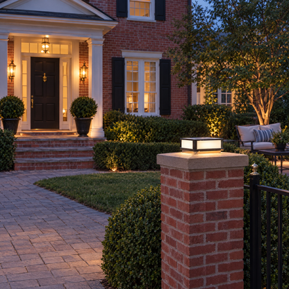 Lavisa - Black Square Pillar Light Solar Or Hardwired LED