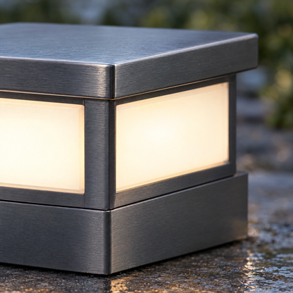 Lavisa - Black Square Pillar Light Solar Or Hardwired LED