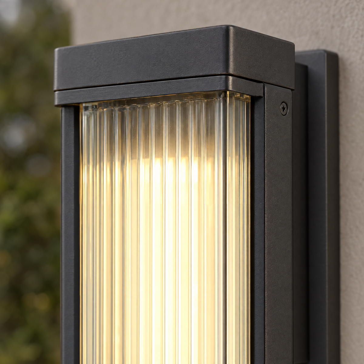 Lavisa - Reeded Glass Outdoor Wall Sconce Modern LED Light