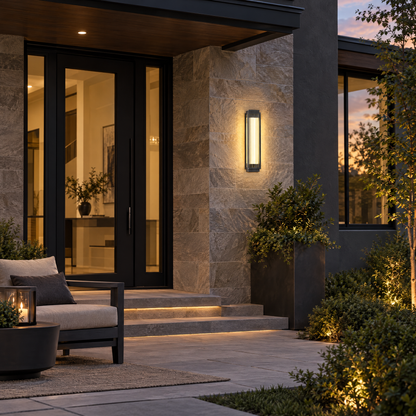 Lavisa - Reeded Glass Outdoor Wall Sconce Modern LED Light