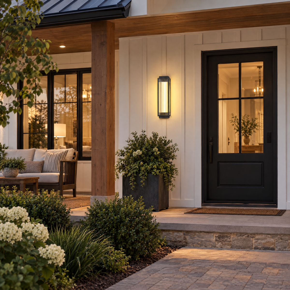 Lavisa - Reeded Glass Outdoor Wall Sconce Modern LED Light