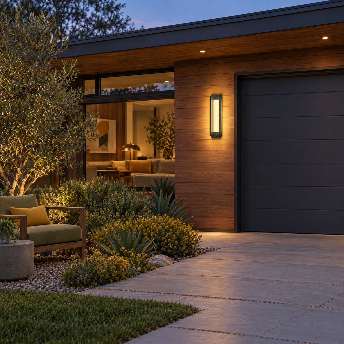 Lavisa - Reeded Glass Outdoor Wall Sconce Modern LED Light