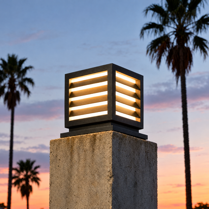 Lavisa - Waterproof Outdoor Pillar Light with Solar and Hardwired Power