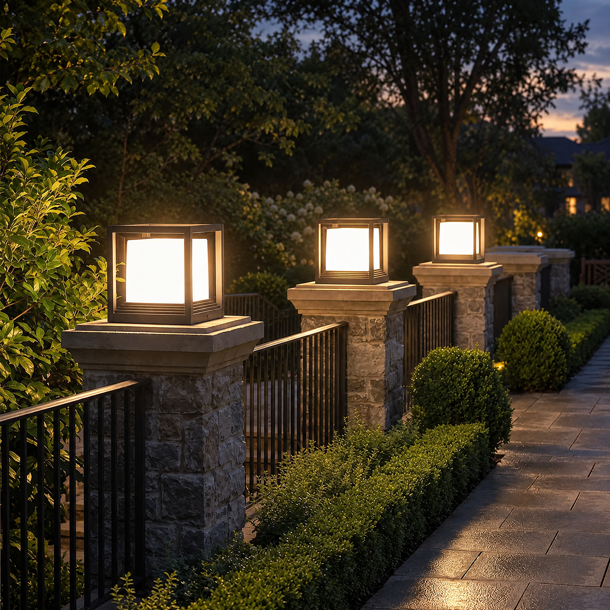 Lavisa - Solar Garden Pedestal Light with 3-Color LED