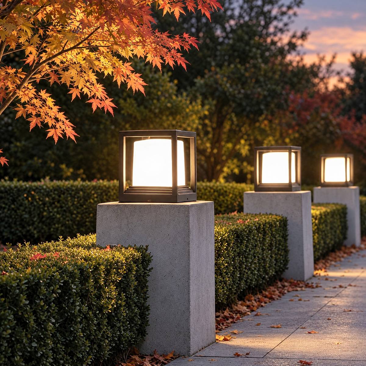 Lavisa - Solar Garden Pedestal Light with 3-Color LED