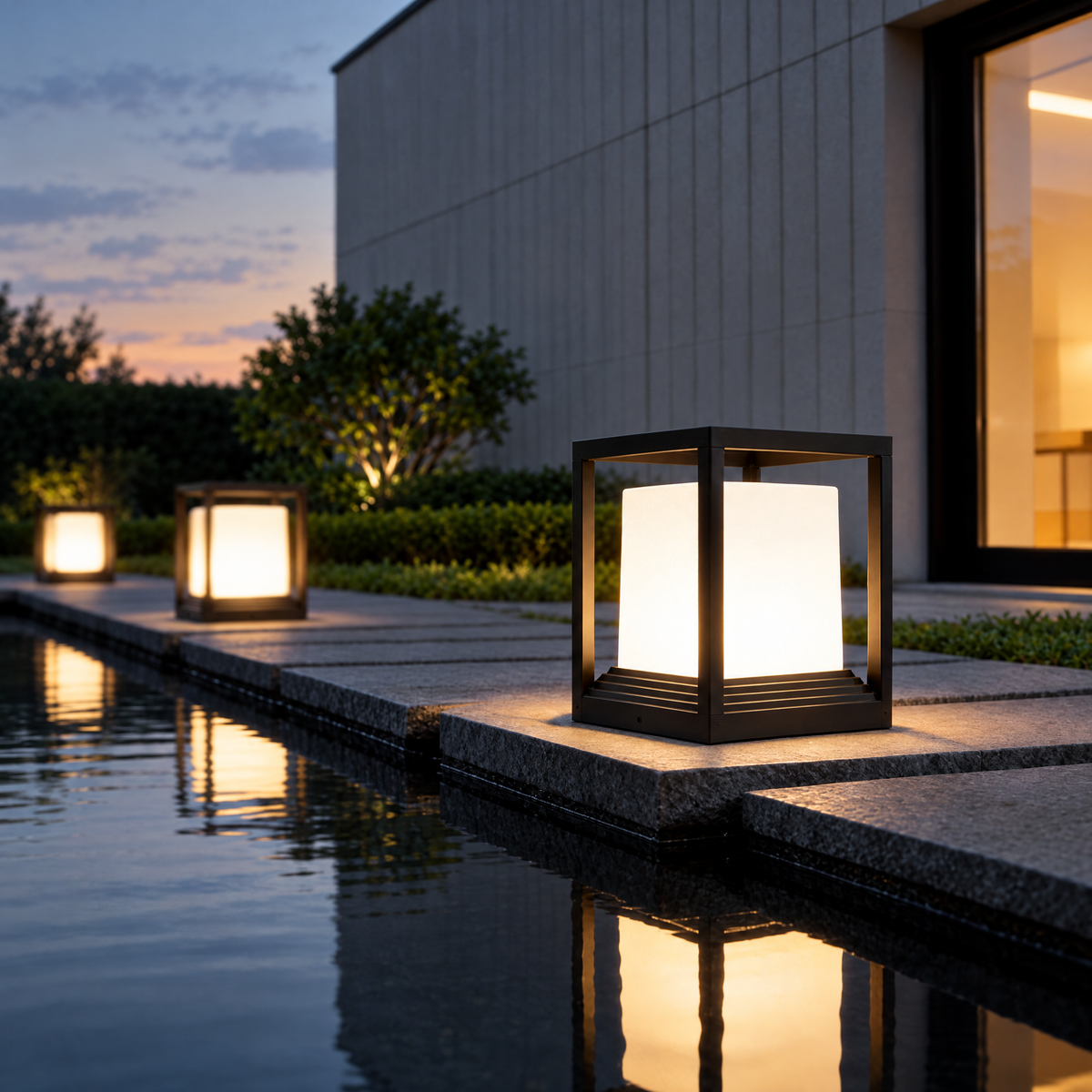 Lavisa - Solar Garden Pedestal Light with 3-Color LED