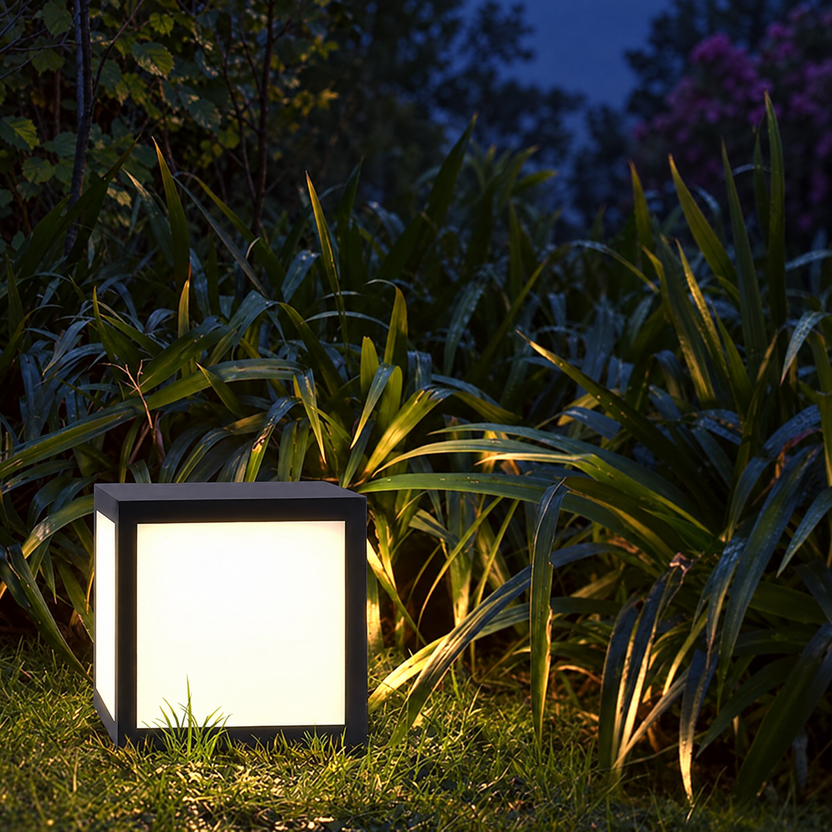 Lavisa - Black Square Pillar Light Solar Or Hardwired LED