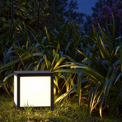 Lavisa - Black Square Pillar Light Solar Or Hardwired LED