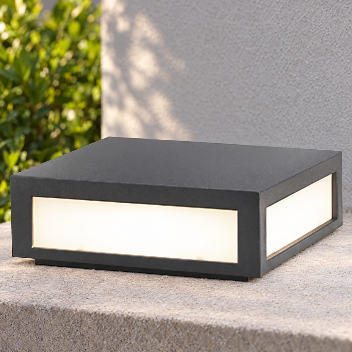 Lavisa - Black Square Pillar Light Solar Or Hardwired LED