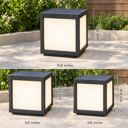 Lavisa - Black Square Pillar Light Solar Or Hardwired LED