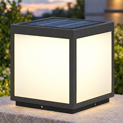 Lavisa - Black Square Pillar Light Solar Or Hardwired LED