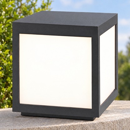 Lavisa - Black Square Pillar Light Solar Or Hardwired LED
