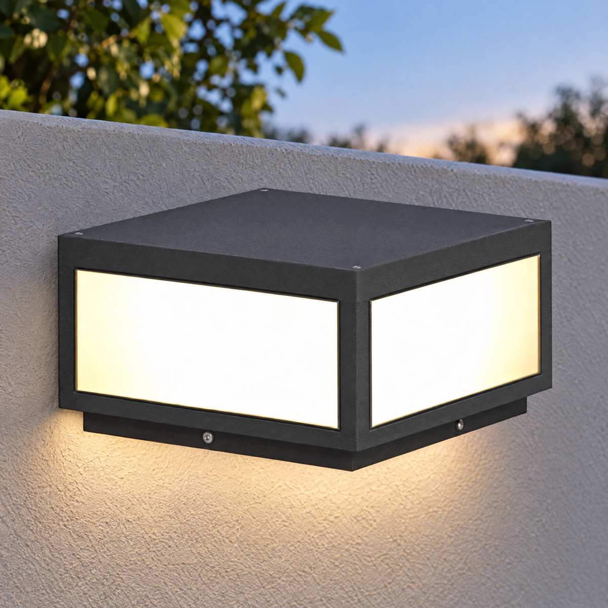 Lavisa - Black Square Pillar Light Solar Or Hardwired LED