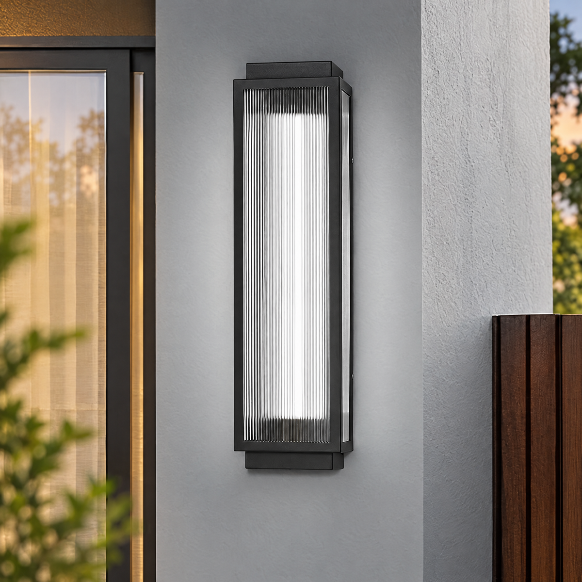 Lavisa - Reeded Glass Outdoor Wall Sconce Modern LED Light