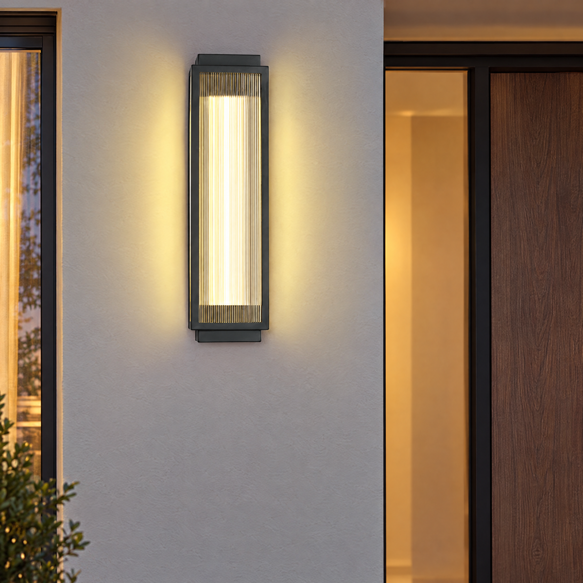 Lavisa - Reeded Glass Outdoor Wall Sconce Modern LED Light