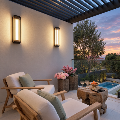 Lavisa - Reeded Glass Outdoor Wall Sconce Modern LED Light