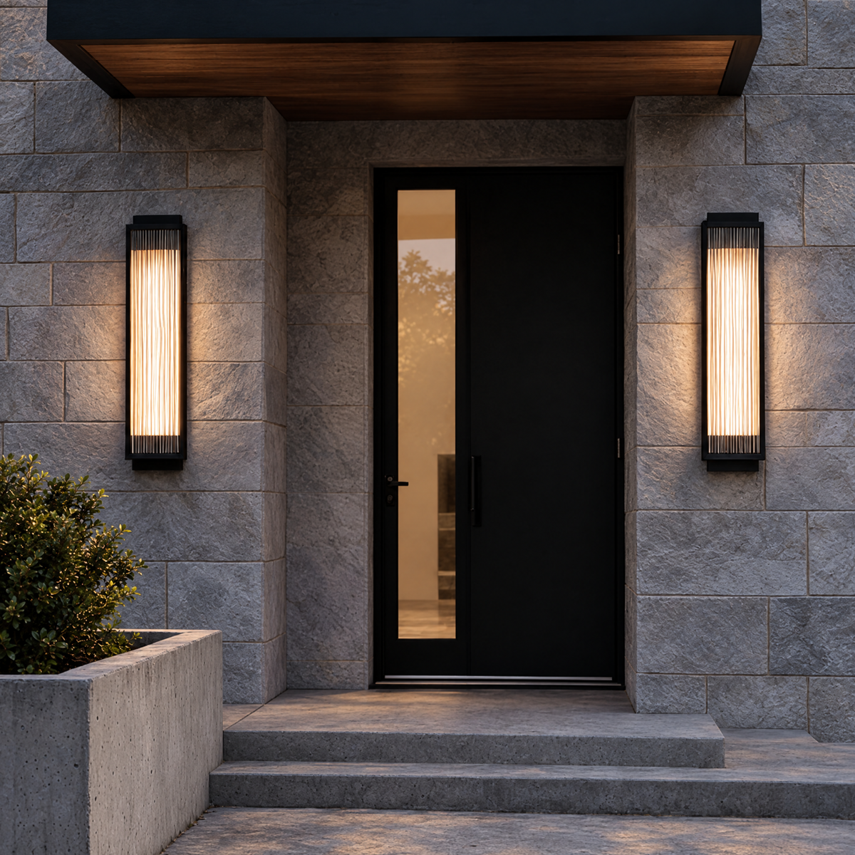 Lavisa - Reeded Glass Outdoor Wall Sconce Modern LED Light