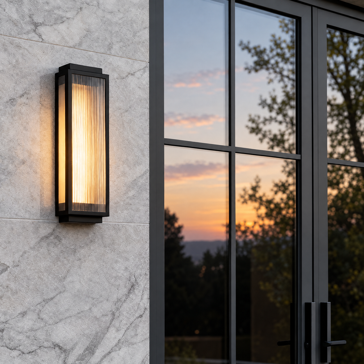 Lavisa - Reeded Glass Outdoor Wall Sconce Modern LED Light