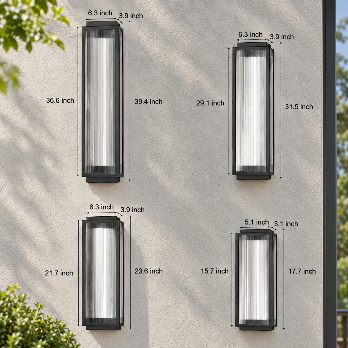Lavisa - Reeded Glass Outdoor Wall Sconce Modern LED Light