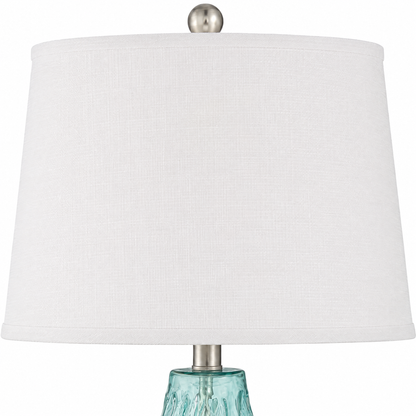 Lavisa - Coastal Blue Glass Table Lamps Set of Two with Linen Shades