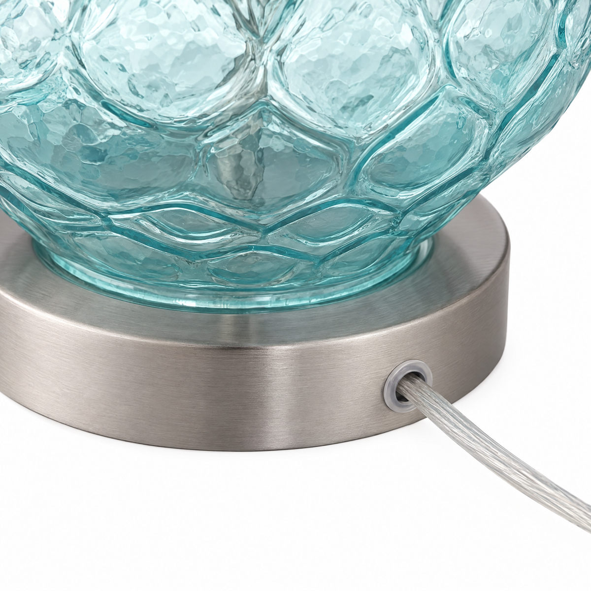 Lavisa - Coastal Blue Glass Table Lamps Set of Two with Linen Shades