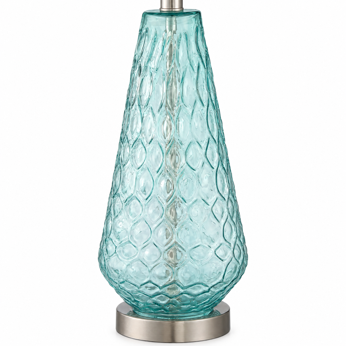 Lavisa - Coastal Blue Glass Table Lamps Set of Two with Linen Shades