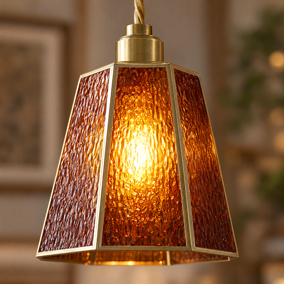 Lavisa - Polygonal Brass and Glass Pendant Light