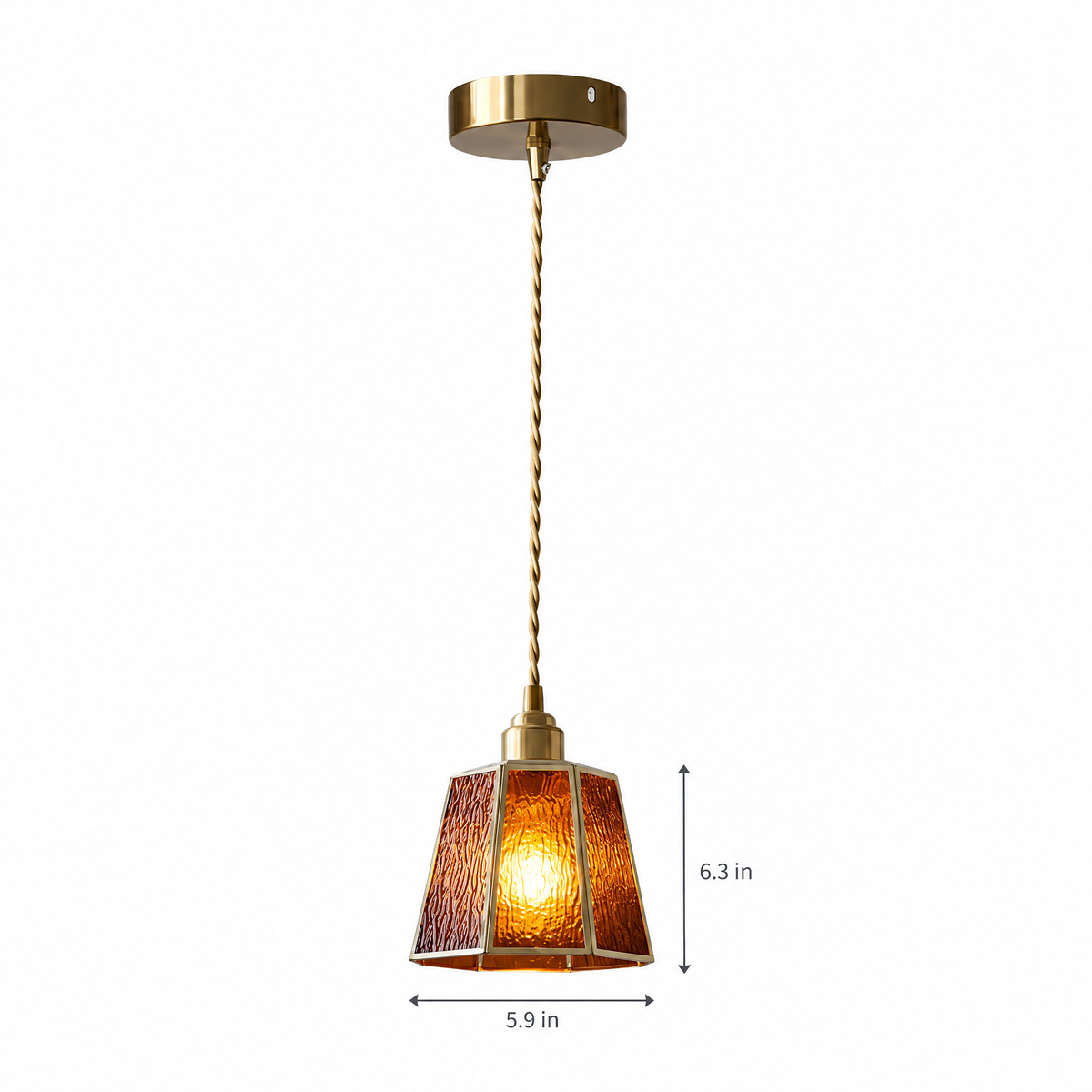 Lavisa - Polygonal Brass and Glass Pendant Light