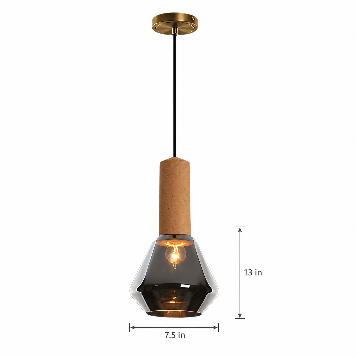 Lavisa - Copper Glass Jar Pendant Light with Wood