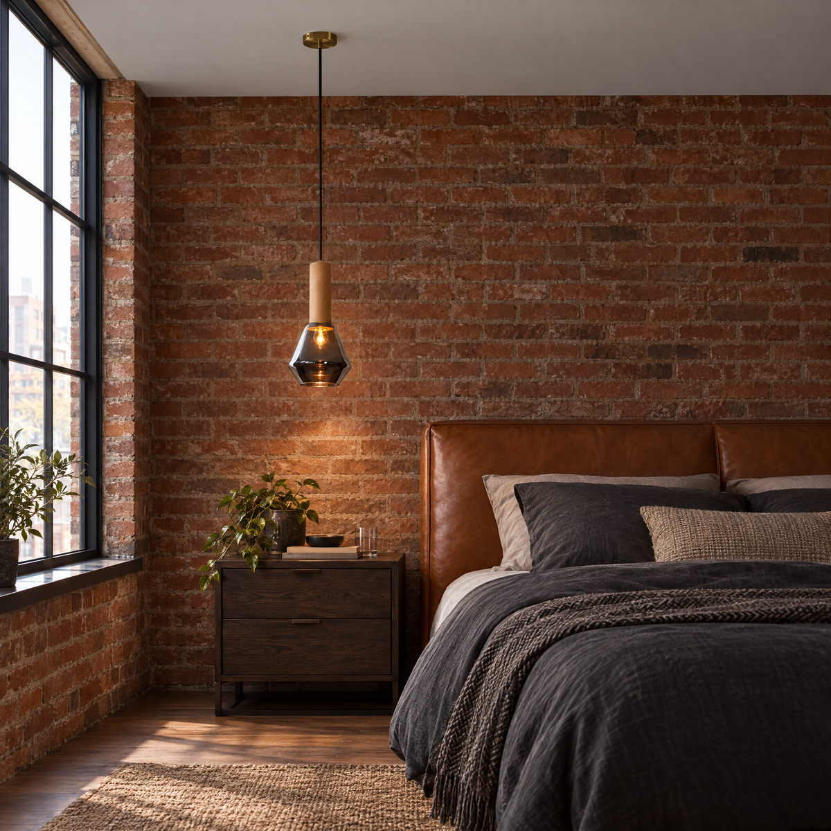 Lavisa - Copper Glass Jar Pendant Light with Wood