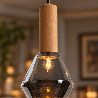 Lavisa - Copper Glass Jar Pendant Light with Wood