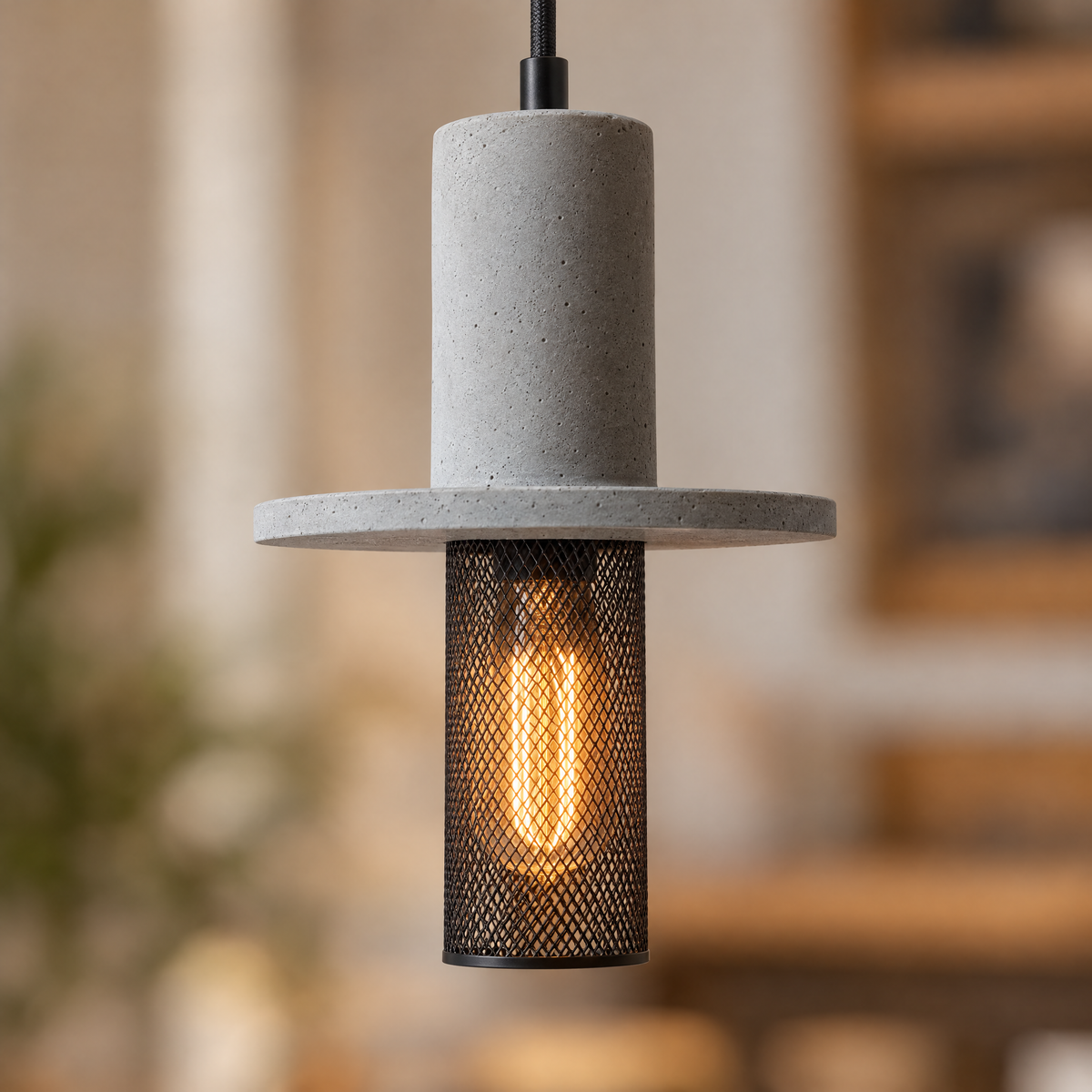Lavisa - Cement and Mesh Pendant Light
