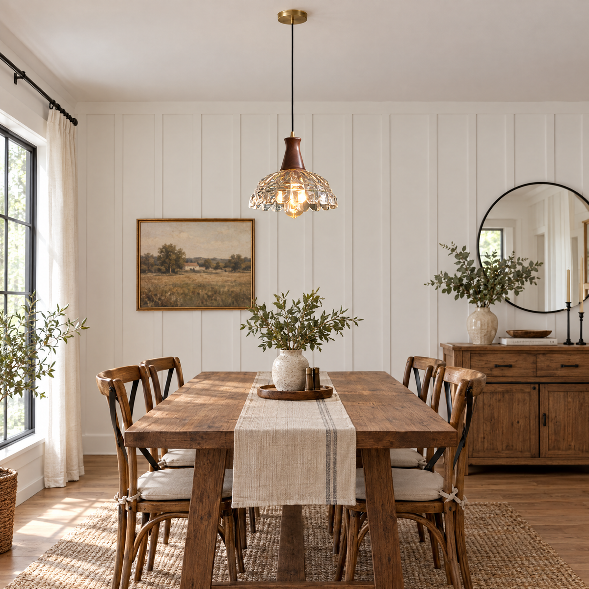 Lavisa - Blossom Glass Pendant Light With Wood