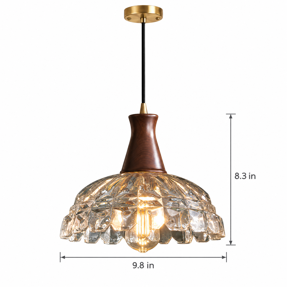 Lavisa - Blossom Glass Pendant Light With Wood